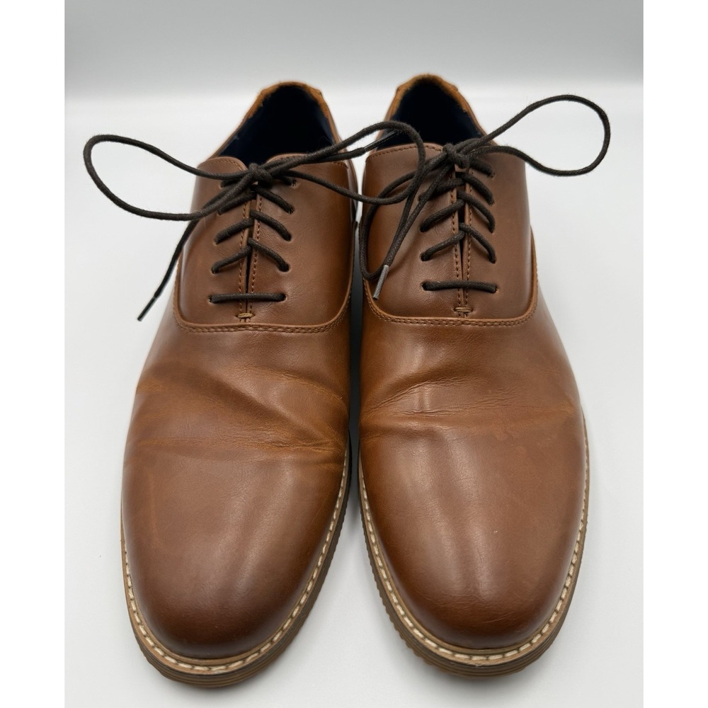 Steve Madden Nunan Mens 10 Brown Lace Up Dress Shoes Leather PU